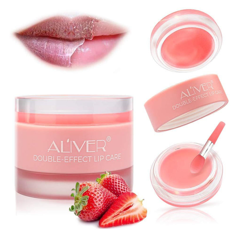 Lip Sleep Mask with two kinds of effective collagen peptide, lip scrub to remove dead skin and intensive lip repair treatment,a Lip mask for dry peeling lips, a lip balm for lip care (Strawberry) - NewNest Australia