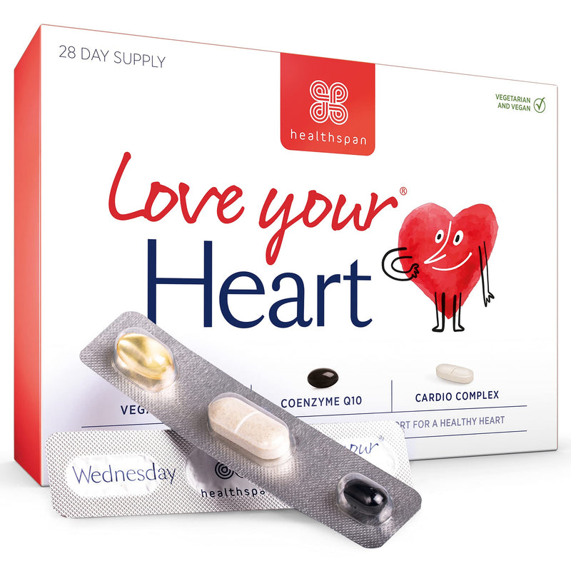 Healthspan Love Your Heart Multivitamin | 28 Day Supply | Support a Healthy Heart & Normal Red Blood Cell Formulation | Vegan Omega 3 | Cardio Complex | Coenzyme Q10 | Vegan - NewNest Australia