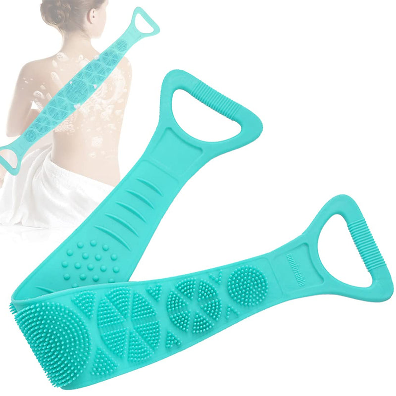 HOTLIKE Silicone Body Brush, Soft Back Scrubber, Shower Belt Bath Shower Brush with Massage Particles, Exfoliating Brush for Men Women, Remove Dirt, Dual Sided, Easy to Clean,Lathers Well(68CM, Green) 68CM - NewNest Australia