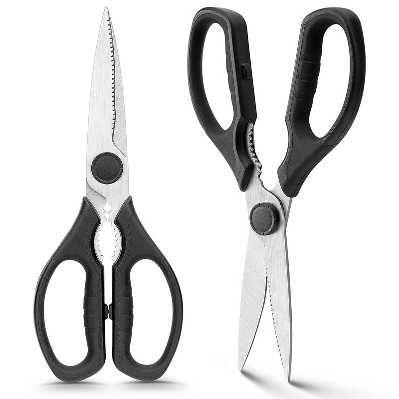 WELLSTAR Heavy Duty Kitchen Scissors, Sharp Kitchen Scissors Multipurpose Utility Stainless Steel Scissor, Kitchen Shears for Chicken,Meat, Vegetables, Herbs, BBQ, Bones, Nuts,2-Piece Set Black - NewNest Australia