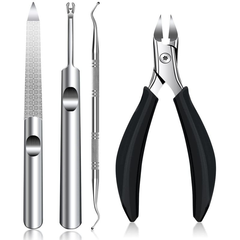 Toenail Clippers for Thick Nails, Toe Nail Clipper for Men Professional Ingrown Toenail Tool Cuticle Remover Nail Lift Nail Nippers for Chiropody with Easy Grip Handle -4pcs Set 4pc - NewNest Australia