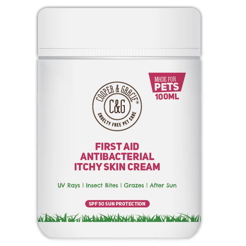 C&G PETS | FIRST AID ANTIBACTERIAL ITCHY SKIN CREAM WITH SPF 50 | 100% NATURAL ESSENTIAL OIL | MAINTAINS CRACKED ITCHY SKIN |LICK SAFE NON TOXIC NON IRRITANT |HIGHLY ABSORBENT SUN CREAM FOR DOGS 100ML - NewNest Australia