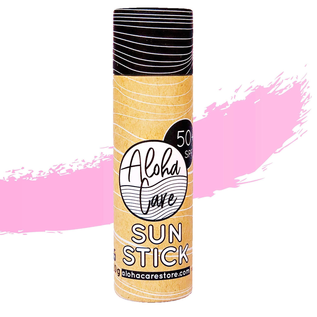 Aloha Sun Stick SPF 50+ | Face Mineral Sunscreen for Surfing | Eco-friendly Paper Tube 20g (Pink) Pink - NewNest Australia