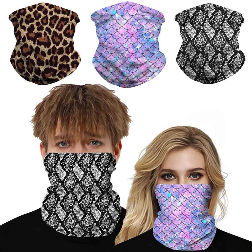 IYOU Outdoor Neck Gaiter Leopard Print Elastic Face Scarf Motorcycle Dust Bandana for Women and Men(pack of 3) - NewNest Australia