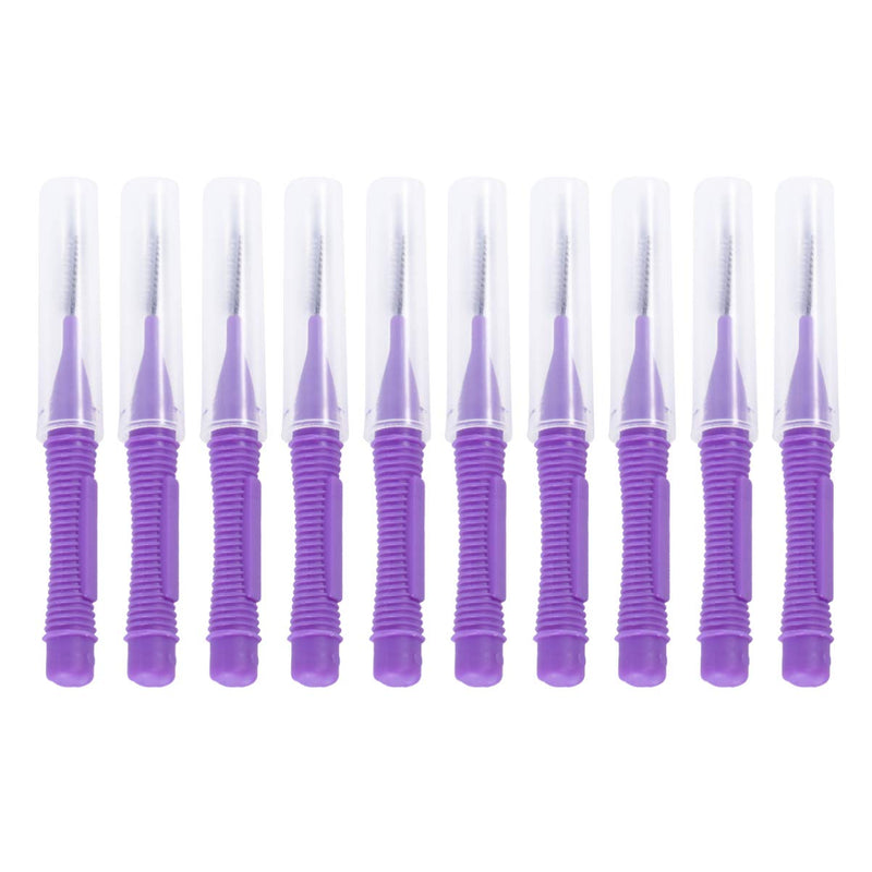 HEALLILY Interdental Brushes Tooth Dental Picks Stick Teepee Cleaning Brushes for Daily Sanitary Oral Hygiene Effective Interdental Cleaners Toothpick Brush Fit for Adult Children 10pcs Purple - NewNest Australia