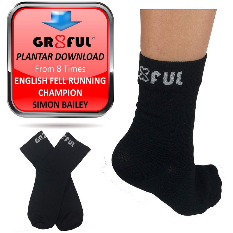 gr8ful® Compression Socks for Plantar Fasciitis + Achilles Tendonitis | Short, Ankle | Sport, Running or Everyday | Arch & Foot Support, Treatment of Pain, Aid Recovery | 1 Pair, Men/Women, Black L/XL L/XL (Pack of 1) - NewNest Australia