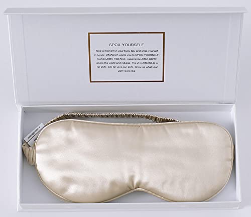 ZIMASILK 100% 22 Momme Pure Mulberry Silk Sleep Mask,Filled with 100% Mulberry Silk，Silk Wrapping Strap- Super Soft & Comfortable Sleep Eye Mask for Sleeping (Beige) Beige - NewNest Australia