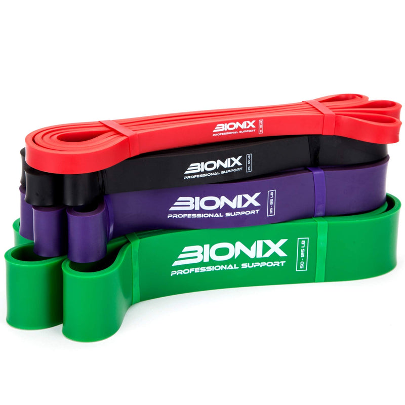 Bionix Pull Up Assistance Bands Set - Thick Heavy & Long Exercise Resistance Training Loop Band Chin Up Assist Stretching Yoga Pilates Legs Glutes Workout - Mobility & Strength For Men Women… (4) - NewNest Australia