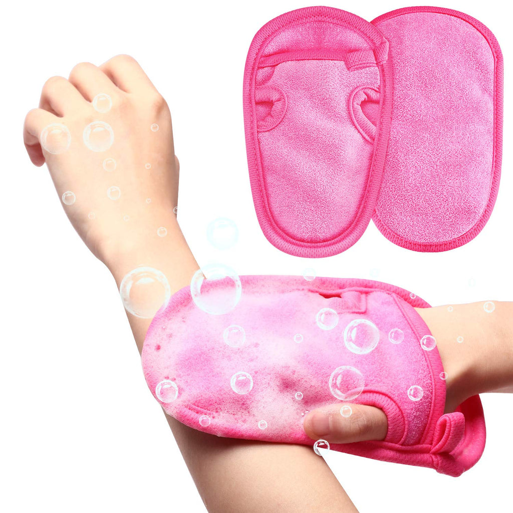 Loofah Exfoliating Bath Glove Body Scrubbing Mitt Shower Exfoliator Glove Dead Skin Cell Remover Glove for Shower Spa Massage Body Scrubbing Deep Cleaning and Healthy Smooth Skin (18 x 10.5 cm, Pink) 18 x 10.5 cm - NewNest Australia