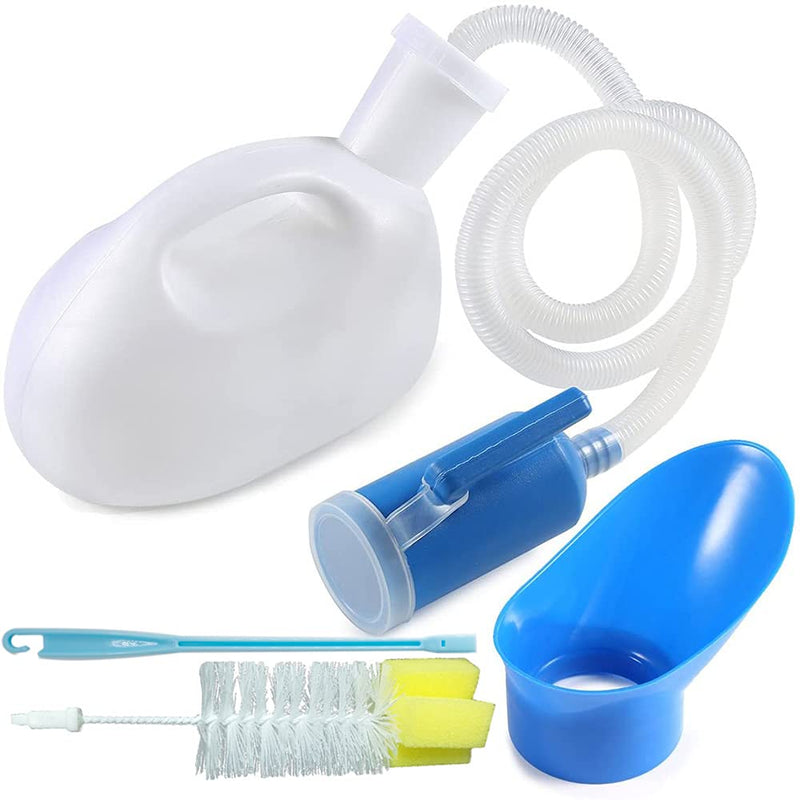 testyu Urinal Bottle Unisex, 2000ML Reusable Urinal Portable Spill Proof Plastic Pee Bottle Large with Hose Screw Lid and Clean Brush for Car Home Toilet Travel Camping (White) White - NewNest Australia