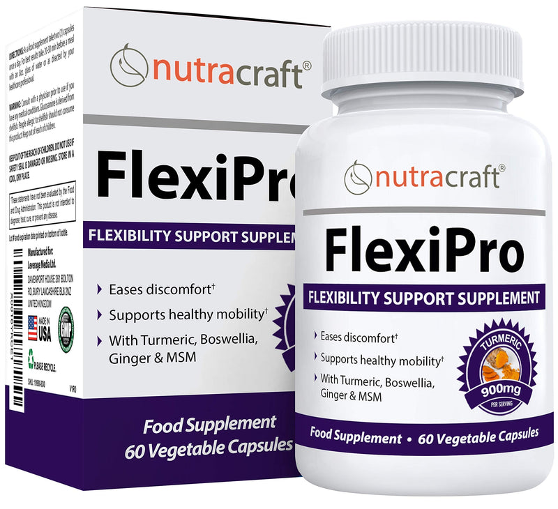 FlexiPro #1 Natural Pain Supplement | 11-in-1 Stiffness, Mobility & Flexibility Support | Turmeric, MSM, Ginger, Chondroitin, Boswellia & Bromelain | 60 Vegetable Caps - NewNest Australia