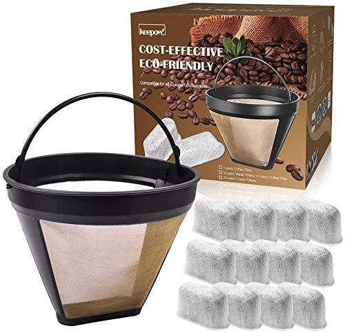 KEEPOW #4 Tone Permanent 6-12 Cup Coffee Filter & Set of 12 Charcoal Water Filters for Cuisinart Coffee Maker and Brewers - NewNest Australia