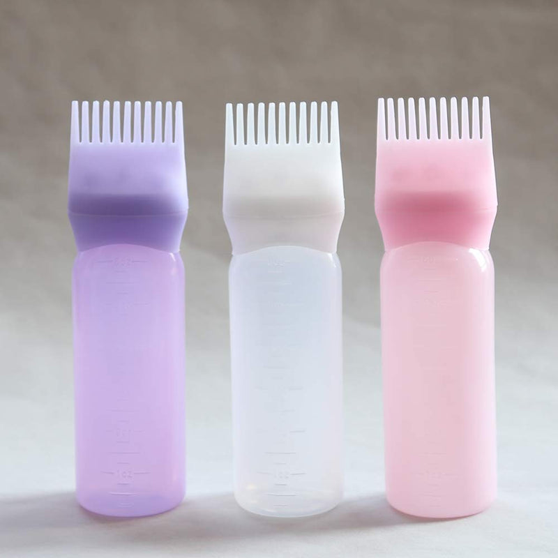 Towarm Blue White Purple 3pieces Comb Applicator Bottle 6 Ounce Bottle Comb with Graduated Scale for Hair Dye Coloring Scalp Treatment Essential (3pcs) - NewNest Australia