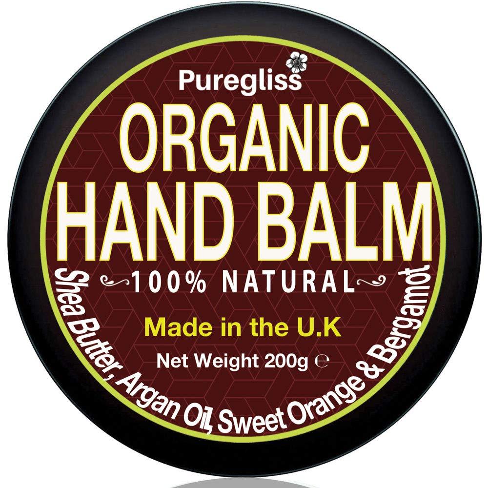 Organic Shea Butter Hand & Body Balm for Very Dry Hands + Argan Oil by NatriGlo -Puregliss |200g| Moisturiser Cream for Dry Skin| Working Hands| Cracked Skin & Nails+ Olive Oil, Orange & Bergamot - NewNest Australia