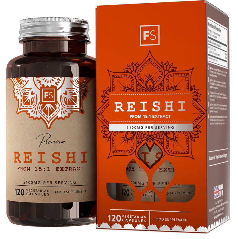 FS Reishi Mushroom Extract 15:1 | 2100mg per Serving | 120 Vegan Capsules | Wellbeing Nootropic Mushroom Supplement | Clean Fillers | Non GMO | Gluten, Dairy & Allergen Free | Made in The UK - NewNest Australia