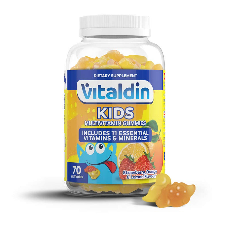VITALDIN Kids Multivitamin Gummies – Food Supplement for Children with 11 Essential Vitamins & Minerals – 70 Chewable Gummies (1-Month Supply); Fruit Flavour – Vitality & Immune System – Gluten Free - NewNest Australia