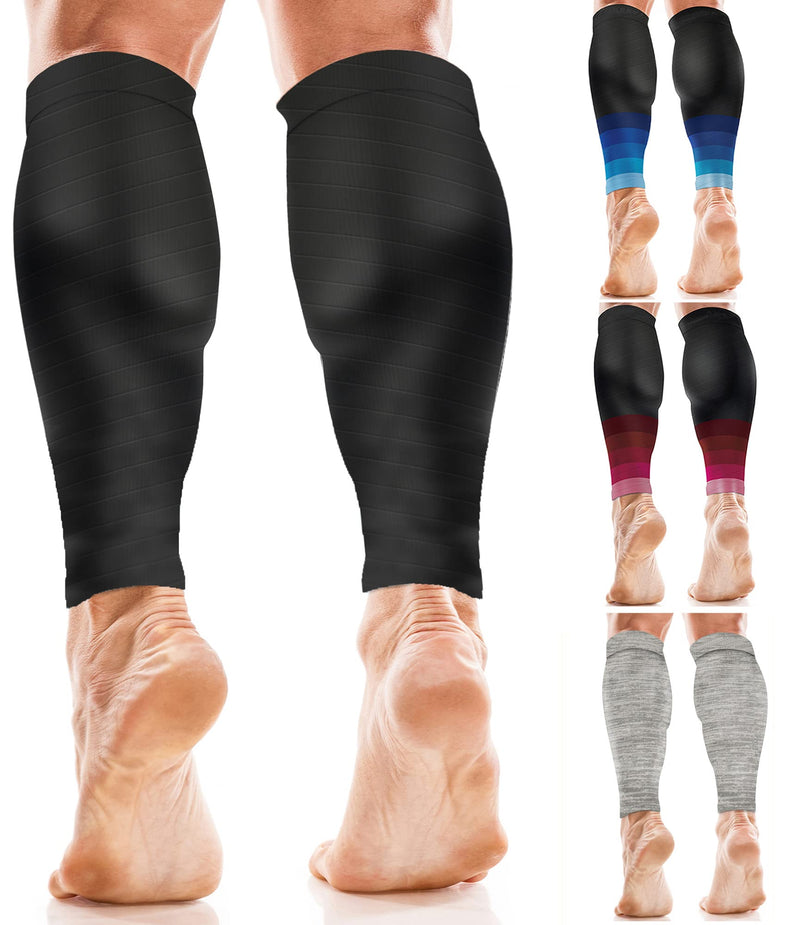 Calf Compression Sleeves for Men & Women - Shin Splints and Calf Support Brace - Compression Calf Guards - Leg Socks for Torn Muscle Cramps (Pair) S-M Black (No Logo) - NewNest Australia