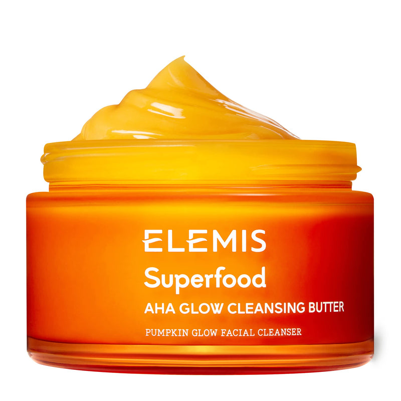 ELEMIS Superfood AHA Glow Cleansing Butter, Sulfate Free Facial Cleanser to Brighten and Nourish, Face Cleansing Balm for a Healthy, Glowing Complexion, Deep Cleaning Butter Balm to Nourish Skin, 90ml - NewNest Australia