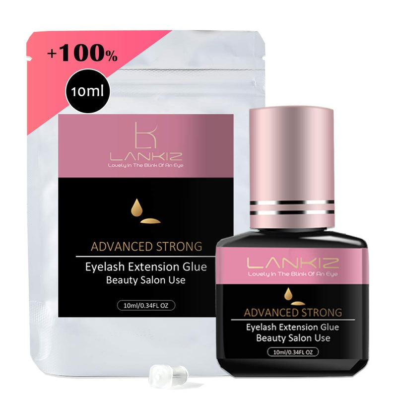 LANKIZ-Eyelash-Extension-Glue,10ml Individual Eyelashes Glue 1-2s Semi Permanent Eyelash Glue Individual Lashes with 6 Weeks Retention, Black Lash Extension Glue (Advanced Strong) Advanced Strong - NewNest Australia