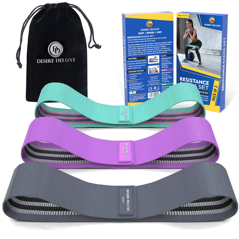 Desire Deluxe Resistance Bands Set for Men and Women, Premium Exercise (Pack 3) Different Resistance Levels Loops Band for Home, Gym, Fitness, Training - Long Exercise Workout, Yoga & Pilates Free Bag - NewNest Australia
