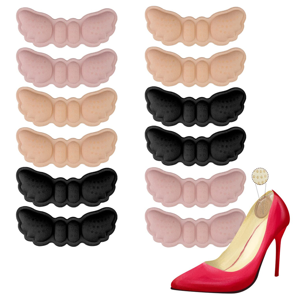 6 Pair Heel Grips, 3 MM Thick Self-Adhesive Heel Grip Shoe Pads for Loose Shoes Too Big Inserts Grips Liners Heel Insoles Blister Protectors for Women and Men (Black & Beige & Pink) 3MM - NewNest Australia