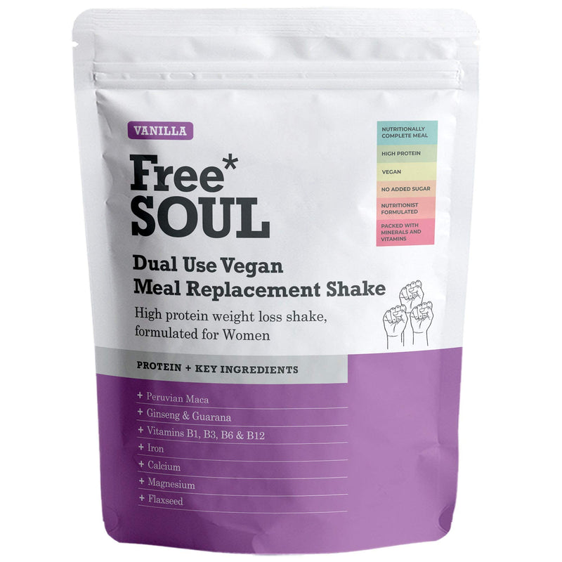 Free Soul Dual Use High Protein Vegan Meal Replacement Powder for Weight Loss Control for Women with 25 Added Vitamins and Minerals | 15 Servings | 510g (Vanilla) Vanilla - NewNest Australia