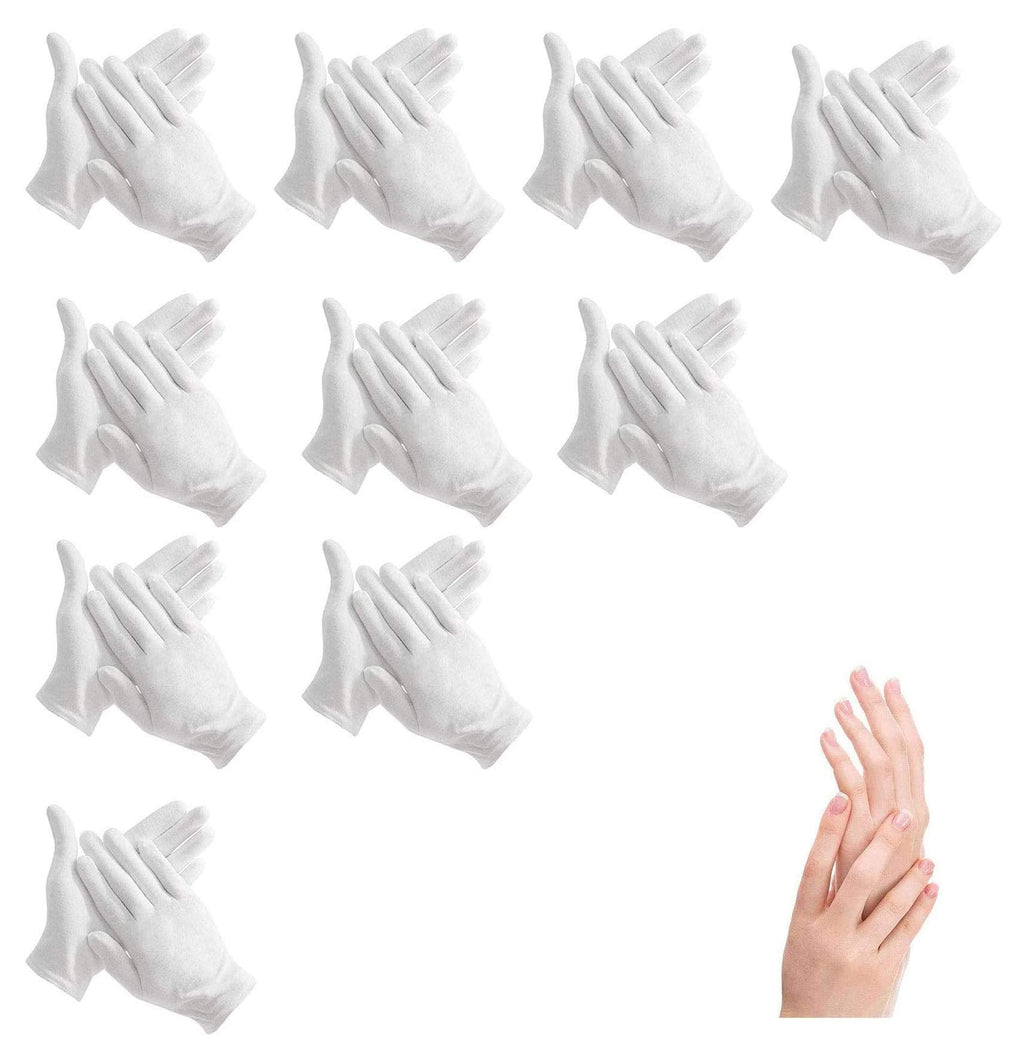 10Pairs Moisturizing Gloves Over Night Bedtime White Cotton | Cosmetic Inspection Premium Cloth Quality | Eczema Dry Sensitive Irritated Skin Spa Therapy Secure Wristband| One Size (Gloves-10p) Gloves-10p - NewNest Australia