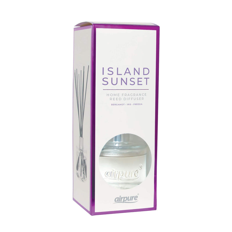 AIRPURE Reed Diffuser, 100ml Oil Set with Sticks, 8X Black Reeds, Continuous Room Scent, Diffusers for Home Use in Living Room, Kitchen or As Bathroom Freshener - Island Sunset Fragrance, 100MLRD-314 - NewNest Australia