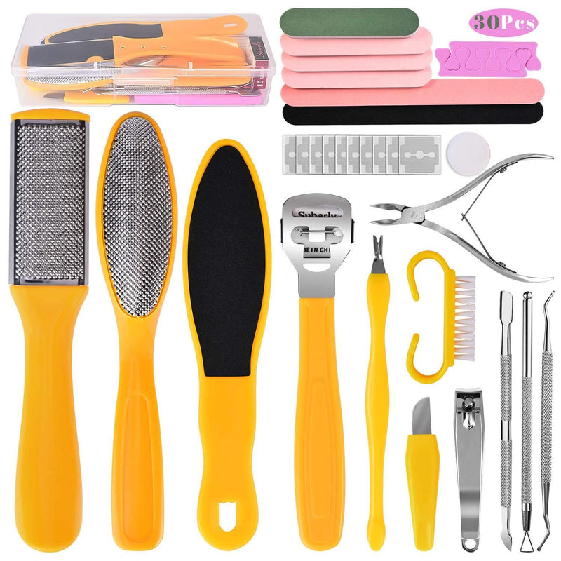 Foot File Pedicure Set, 30 in 1 Foot Files Foot Care Scrubber Kit Hard Skin Remover Feet Scrub for Women Men Salon or Home - NewNest Australia