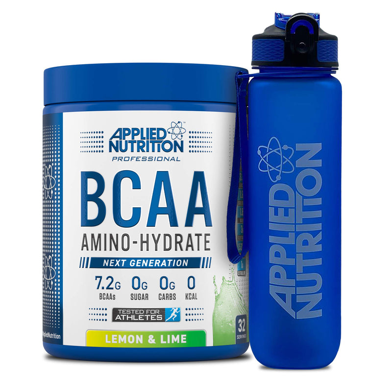 Applied Nutrition Bundle: BCAA Powder 450g + Lifestyle Water Bottle 1000ml | Branched Chain Amino Acids BCAAs Supplement, Intra Workout & Recovery (450g - 32 Servings) (Lemon & Lime) Lemon & Lime - NewNest Australia