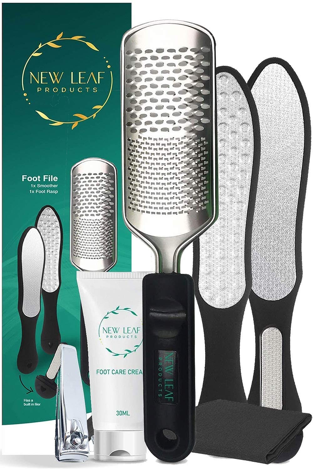 Foot File Hard Skin Remover Foot Exfoliator Pedicure Hard Skin Remover - Includes Foot Cream, Foot Grater + Nail Filer & Clipper + Smoother + E-Book Foot Scrubber Stainless Steel Foot Care Scrub - NewNest Australia