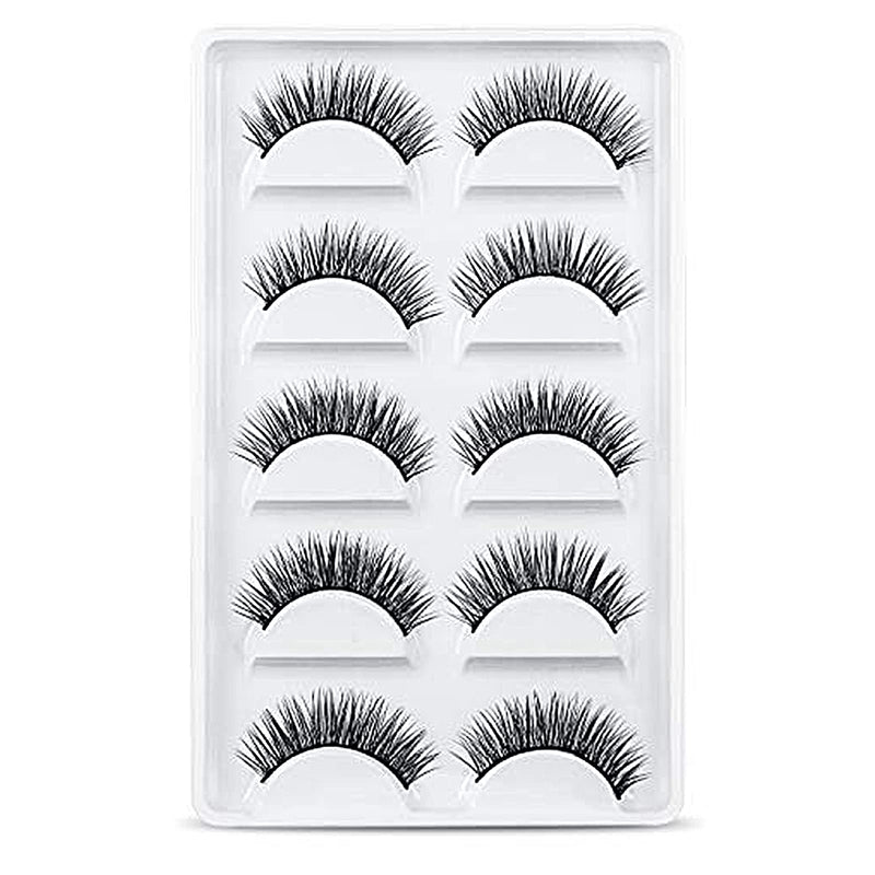 URAQT False Eyelashes,5 Pairs 3D Eye Lashes Natural Look, Faux Mink Fake Eyelashes, Reusable Handmade Soft Lashes Pack for Makeup Eyelashes Extension (Natural Look) #1 - NewNest Australia