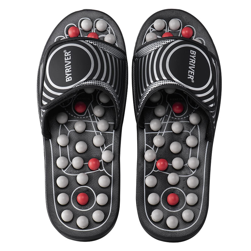 BYRIVER Foot Massager Roller Plantar Fasciitis Slippers Reflexology Tools, Arthritis Pain Relief, Wellness Relaxation Gift for Men Women (Black XS) 3-4.5 Black Spring Massage Slippers - NewNest Australia