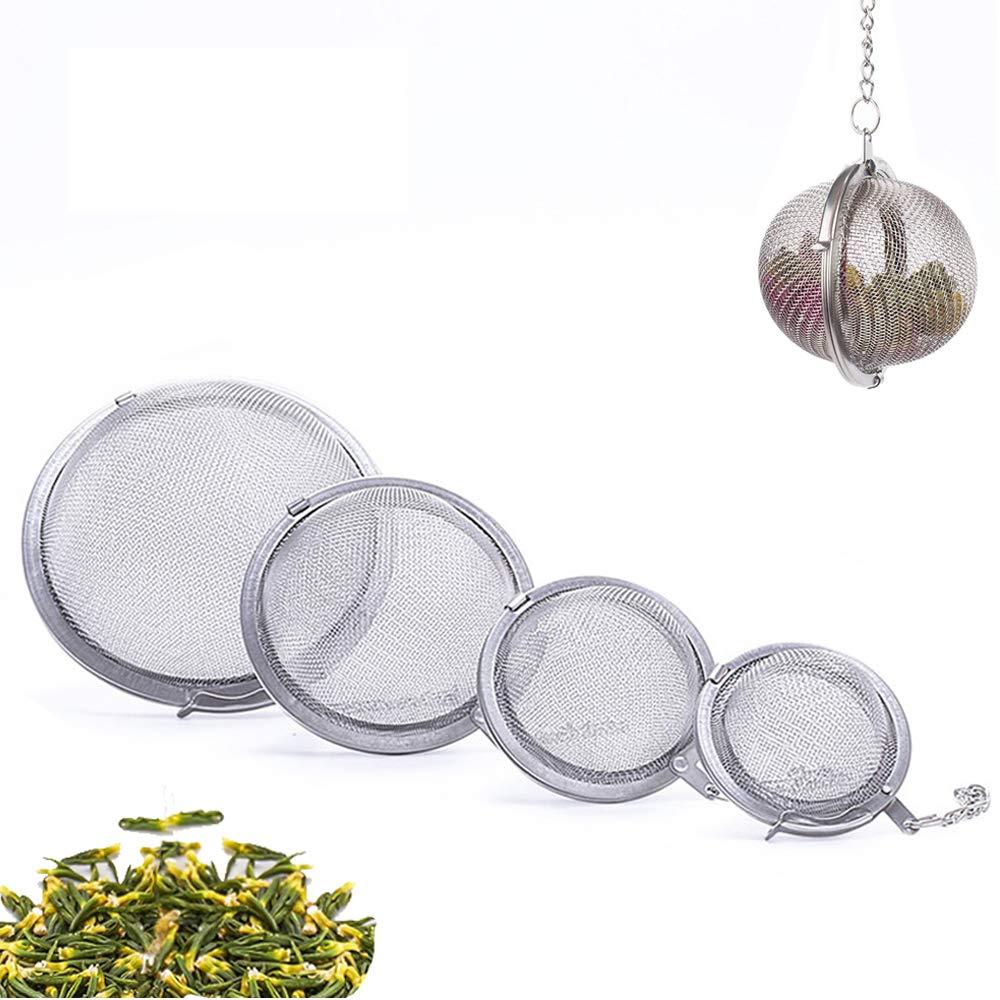 Stainless Steel Tea Filter Ball，4PCS Different Size Mesh Tea Infuser Strainer with Extended Chain Hook for Loose Leaf Tea and Spices & Seasonings - NewNest Australia