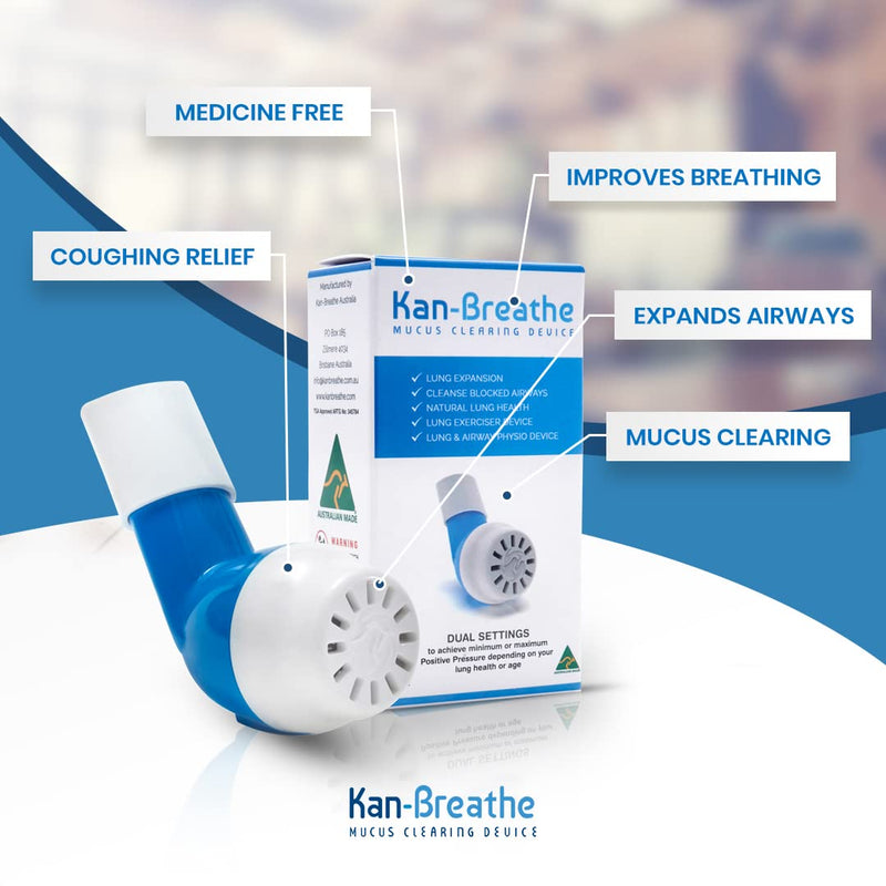 KAN-BREATHE Natural Lung Exerciser & Mucus Removal Device - Naturally Clear Mucus From Airways & Improve Lung Capacity With This Opep Respiratory Breathing Exercise Device - Made in Australia – Blue - NewNest Australia