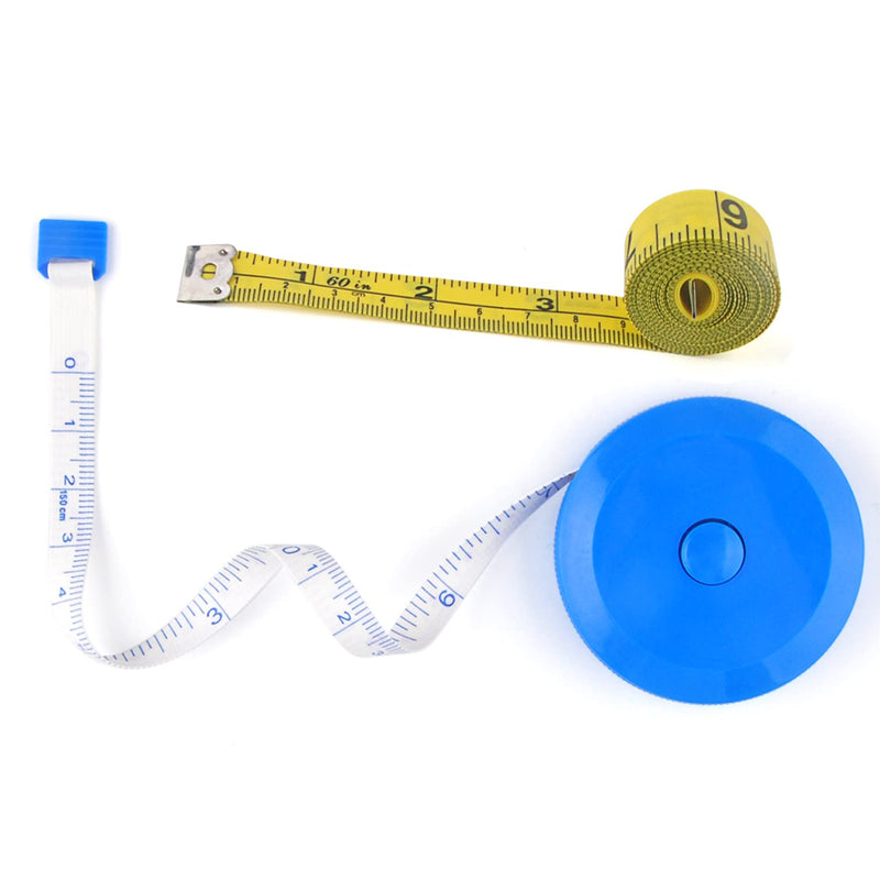 WINTAPE 2PCS Measuring Tape for Body,Soft Tape Measure for Body Sewing Fabric Tailor Cloth Craft Measurement Tape，60 Inch/1.5M Pink Retractable Dual Sided Measure Tape Set (Blue+Yellow) Blue+Yellow - NewNest Australia