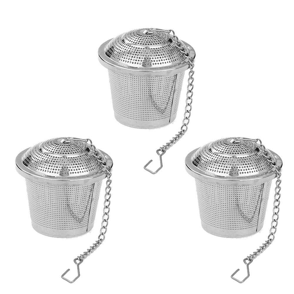 DXIA 3 Pack Tea Strainer, Tea Infuser, Stainless Steel Food Grade Mesh Tea Strainer Tea Filter, 5.0cm Tea Infuser, with Tea Scoop and Drip Trays, for Loose Leaf Tea and Mulling Spices - NewNest Australia