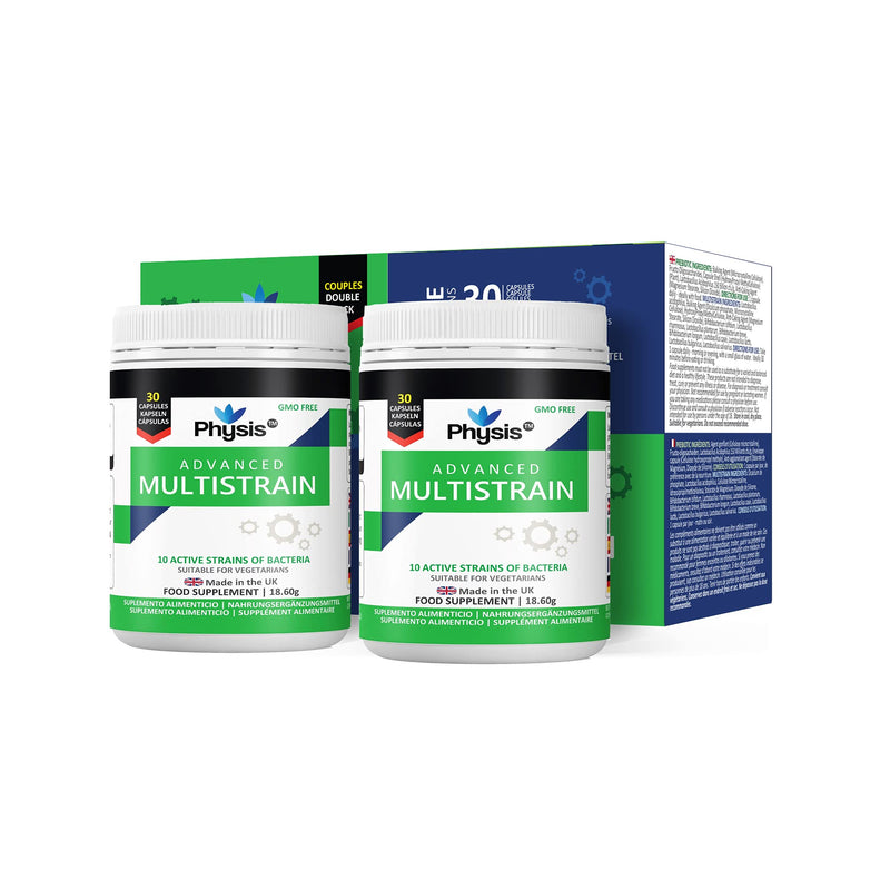 Physis Advanced Probiotics Couple's Pack (2 Bottles of 30 Capsules Each) - Active CFU Dairy Free Probiotic | Bloated Stomach Relief Tablets | Probiotics Treatment for Gut Cleanse & Digestion - NewNest Australia