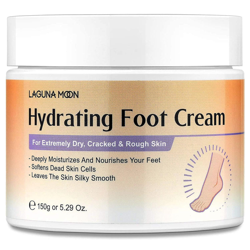 Lagunamoon Foot Cream for Dry Cracked Feet, Urea, Vitamin E & Hyaluronic Acid Foot Moisturizer for Dry, Rough, Calloused, Cracked Feet Repair and Soften, Non-Greasy & Fast Absorbing, 5.3 oz - NewNest Australia