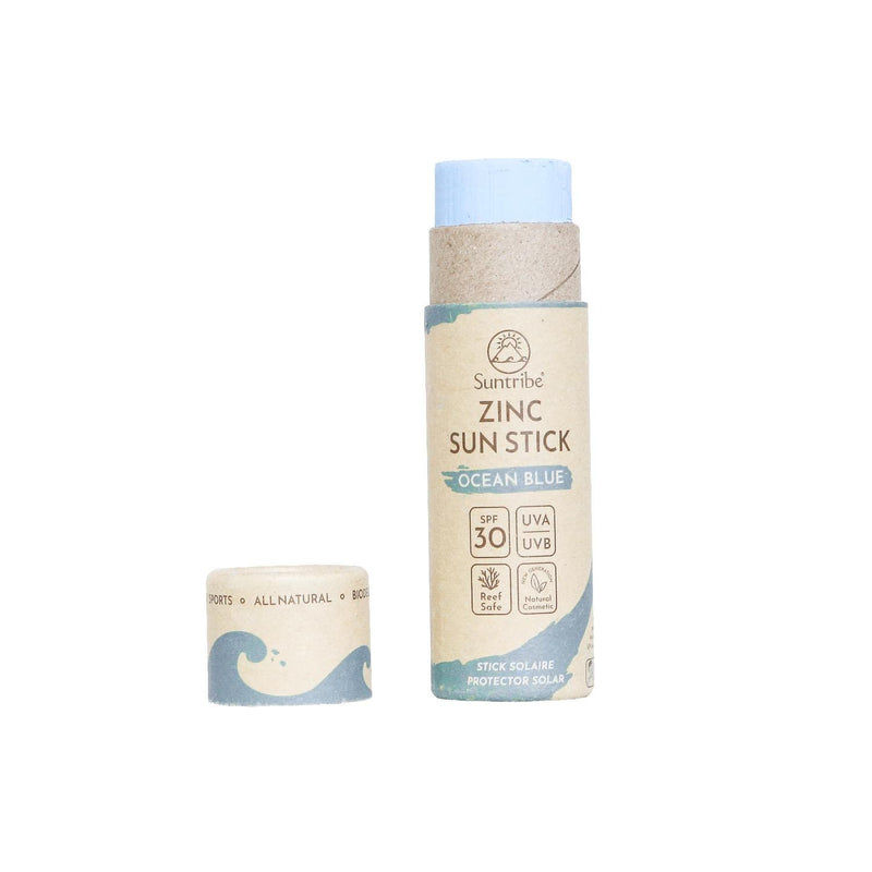 Suntribe All Natural Zinc Sun Stick SPF 30 - Reef Safe - Mineral UV-Filter (Zinc Oxide) - Organic - Very Water Resistant - Ocean Blue (30 g) Stick Ocean Blue - NewNest Australia