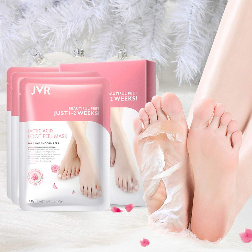 Foot Peel Mask, 3 Pack JVR Lactic Acid Foot Mask, Footner Exfoliating Socks, Foot Care for Callus Remove, Repair Cracked Heel & Dead, Dry & Hard Skin Size 10(UK) 10(uk) - NewNest Australia