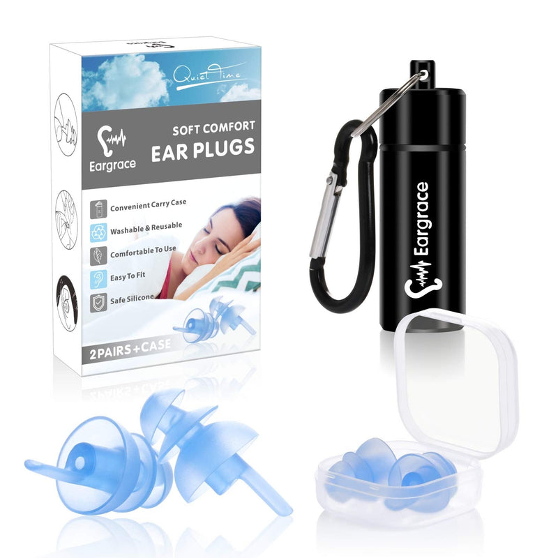 Ear Plugs for Sleeping 2 Pairs - SNR 32dB Noise Reduction Earplugs with Detachable Cords, Reusable Soft Silicone Ear Plugs for Sleeping, Snoring, Travel, Studying, Work(Blue) Blue - NewNest Australia