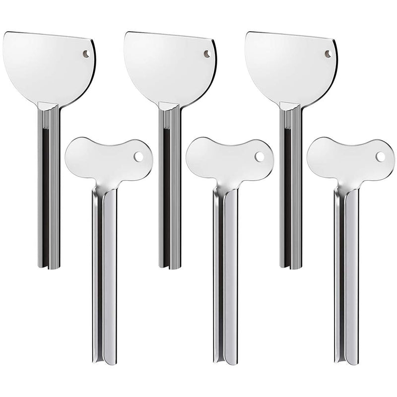 Opopark 6 Pieces Metal Toothpaste Squeezer Roller Stainless Steel Tube Squeezer Key Dispenser Tube Squeezer Roller for Toothpaste Cosmetic Oil Cream Paint Squeezer Silver- 6 Pack - NewNest Australia