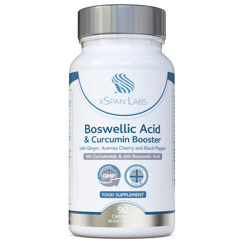 Boswellic Acid & Curcumin Booster Complex – 1 Month Supply, 90 Capsules – containing Minimum 95% Curcumoids & 65% Boswellic Acid - with Added Ginger, Acerola Cherry and Black Pepper - NewNest Australia