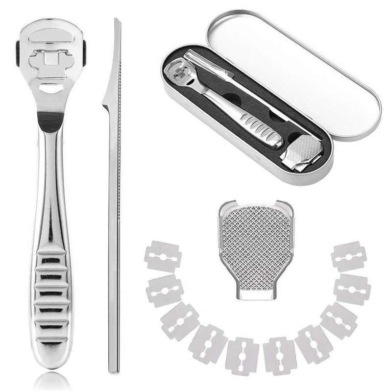 Foot File Set, Stainless Steel Foot Scraper Callus Remover Callus Shaver Sets Hard Skin Remover Foot Rasp Pedicure Kit Foot Care Tools for Dry Wet Foot Heel Callus, Dead, Cracked Skin, Sliver - NewNest Australia