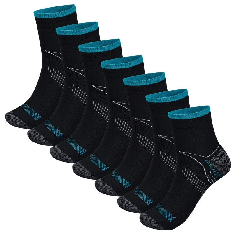 7 Pairs Compression Socks for Men & Women, Ankle Socks 8-15mmHg, Comfortable Breathable Plantar Fasciitis Compression Socks, Fit for Running & Fitness, Travel & Flight, Pregnancy Black S-M - NewNest Australia