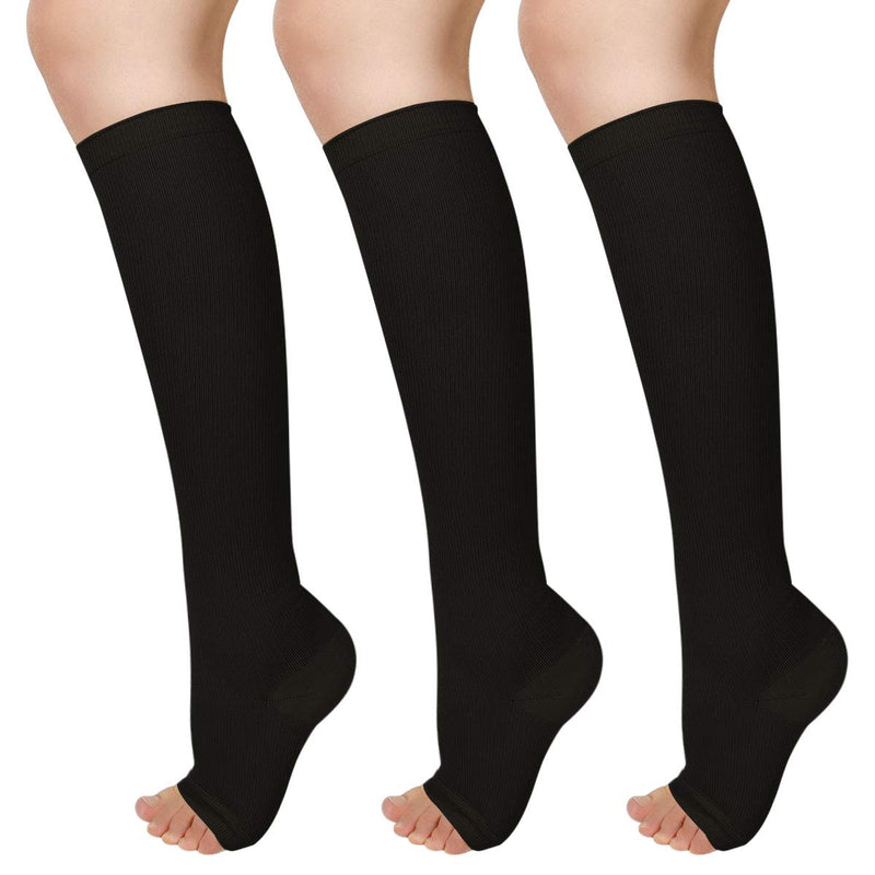 Compression Socks (3 Pairs) for Women & Men,15-25mmHg, Knee Height，Shape The Legs, Promote Circulation, Suitable for Long-Distance Travel and Competitive Sports Black XXL - NewNest Australia