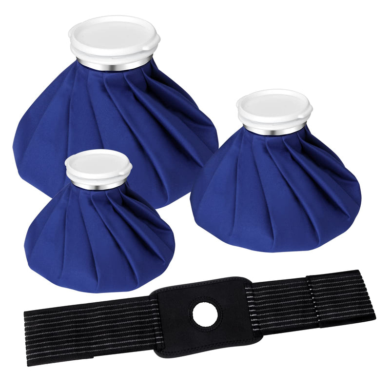 Ice Bag for Injuries，Reusable Ice Cold Pack, Hot & Cold Therapy and Pain Relief with Elastic Breathable Support Wrap, 4-Pack, 3 Sizes (6"/9"/11"), Hot Therapy is 50-60℃ 4 Count (Pack of 1) - NewNest Australia
