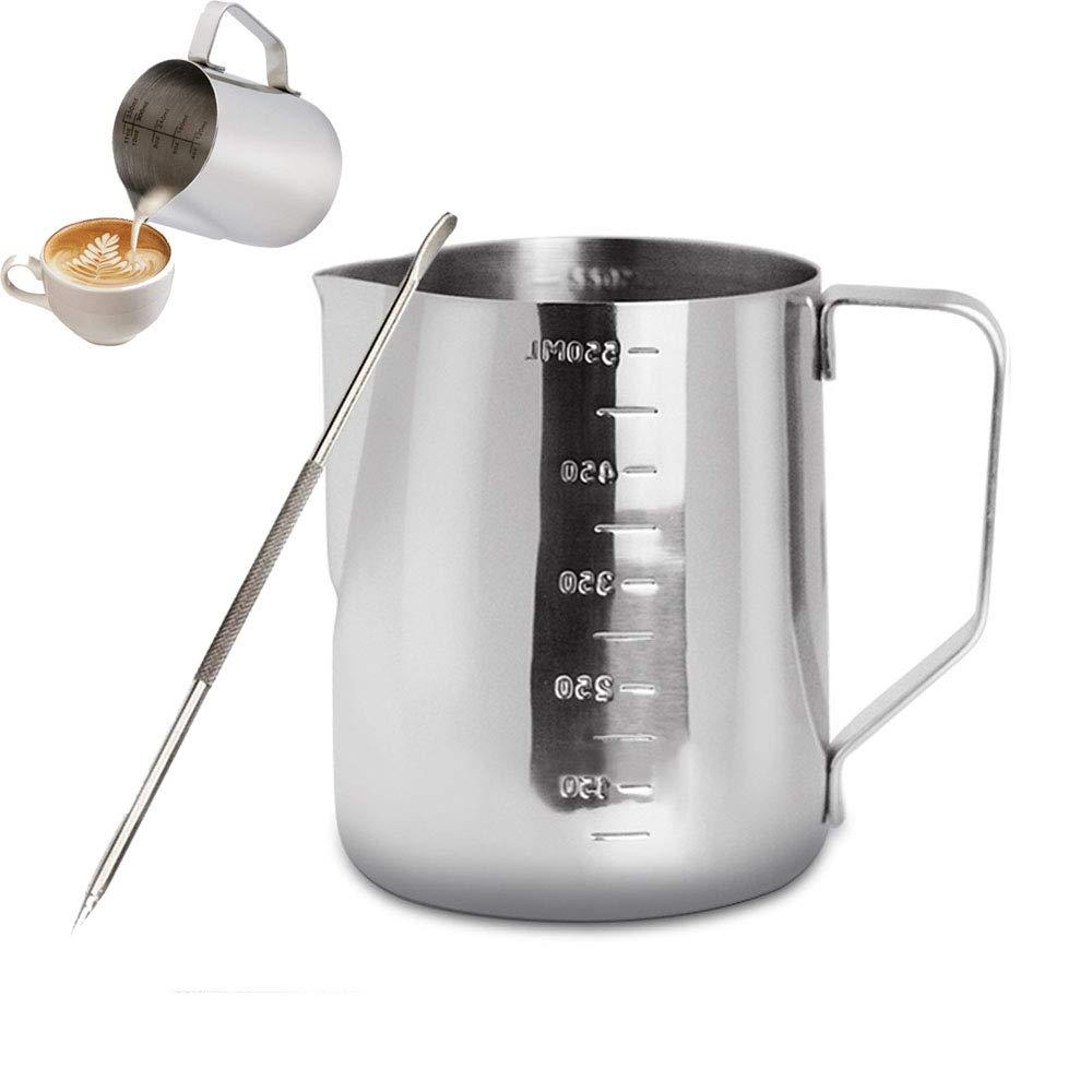 Gsyamh Milk Frothing Pitcher Cup with Latte Art Pen Milk Pitcher Cup Barista Accessories Milk Frothing Jug for Coffee Cappuccino Suitable for Making Cappuccino, Latte and Other Coffee - NewNest Australia