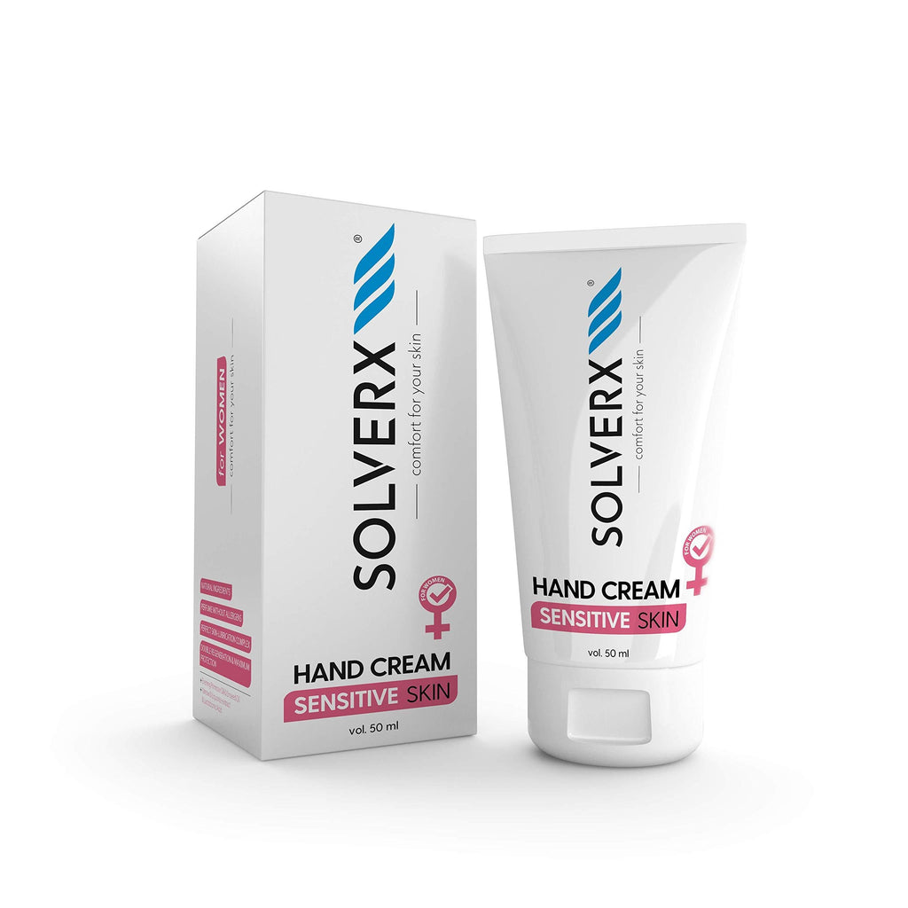 SOLVERX Hand Cream for Sensitive Skin - Intensive Hand Moisturiser with Active Natural Ingredients - 50 ml - NewNest Australia